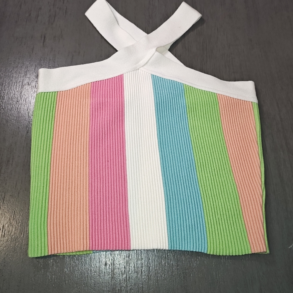 Debut summer sweater ribbed halter top medium